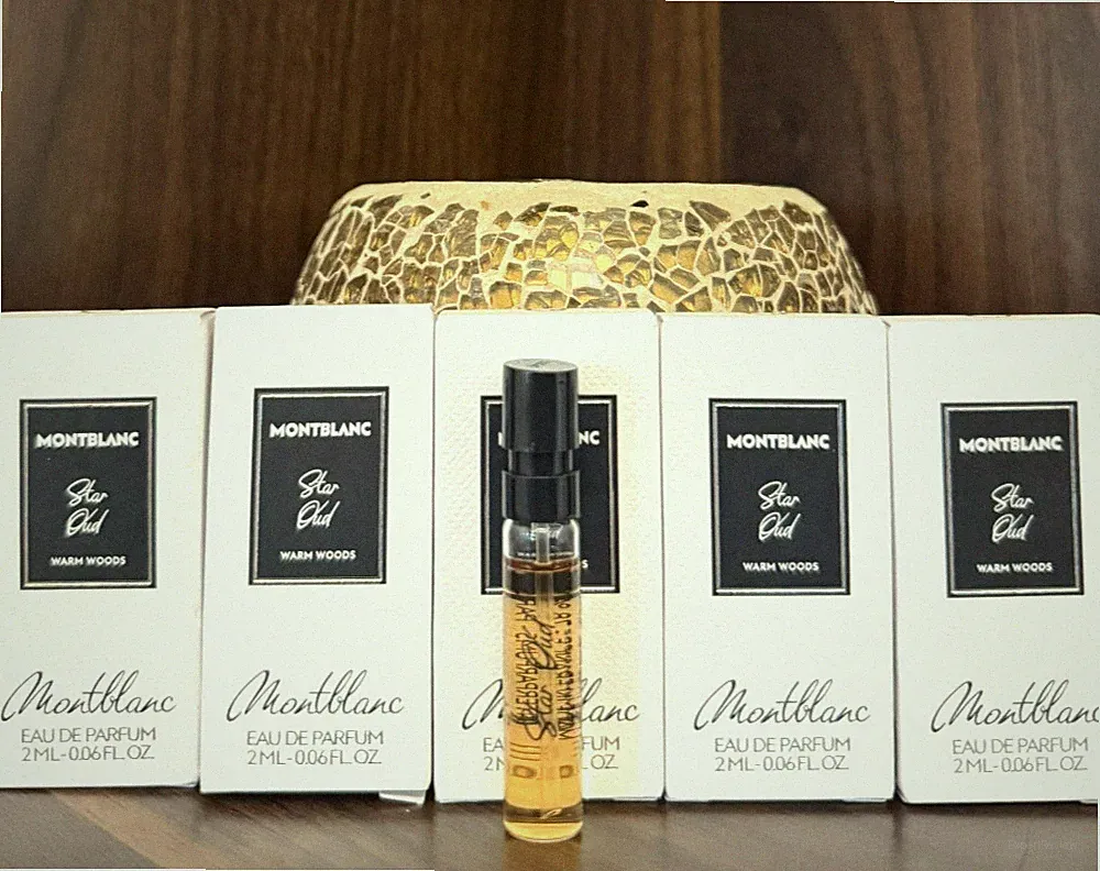LOT OF 5 MONTBLANC Star Oud Warm Woods Eau de Parfum Sample Spray .06oz / 2ml