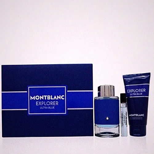 Montblanc Explorer Ultra Blue 3-Piece Gift Set ? 3.3 oz EDP, Mini & Shower Gel